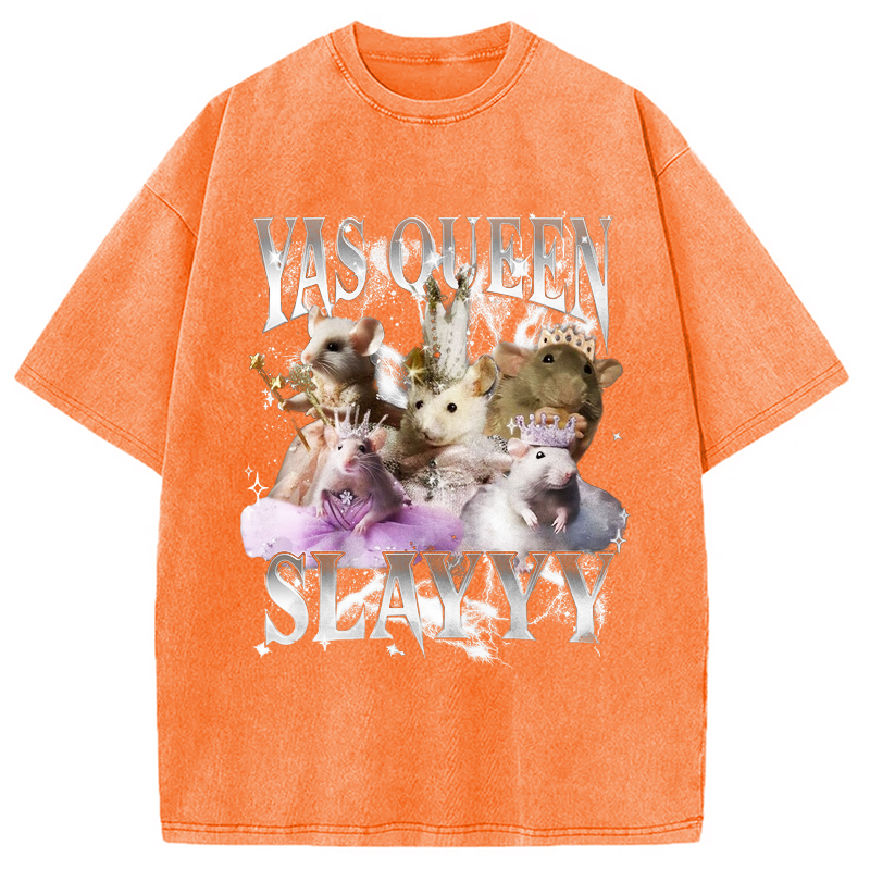 Modecanvas Yas Queen Slay Rat Washed T-Shirt