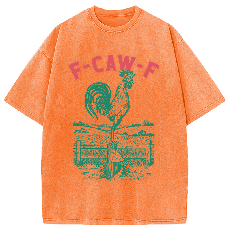 Modecanvas Funny Rooster Meme DTG Printing Washed T-Shirt