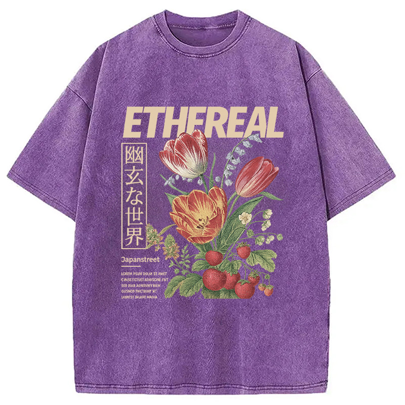 Modecanvas Japanese Flower Washed T-Shirt