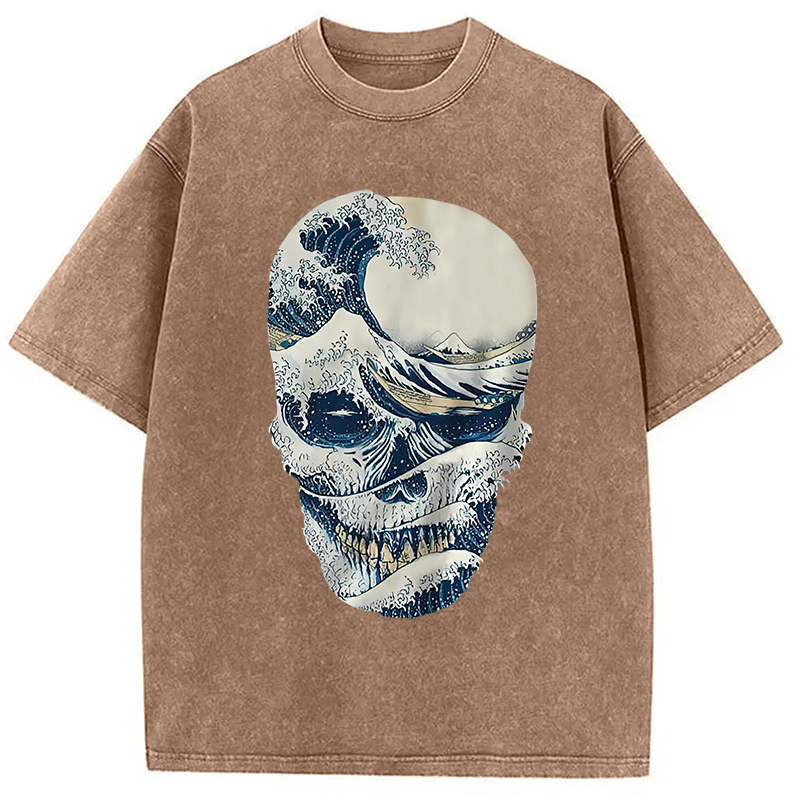 Modecanvas The Great Wave Off Skull Washed T-Shirt