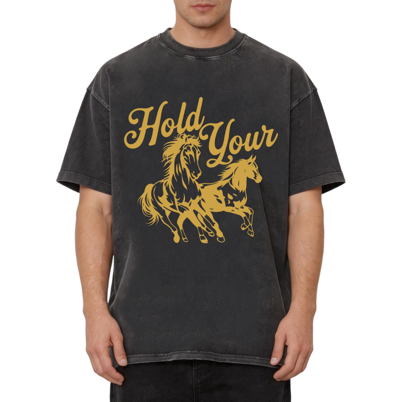 Modecanvas Hold Your Horses DTG Printing Washed T-Shirt