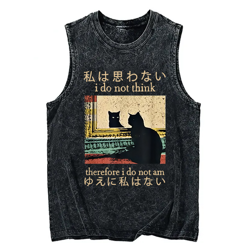 Modecanvas I Do Not Think Therefore I Do Not Am DTG Printing Washed Tank-modecanvas