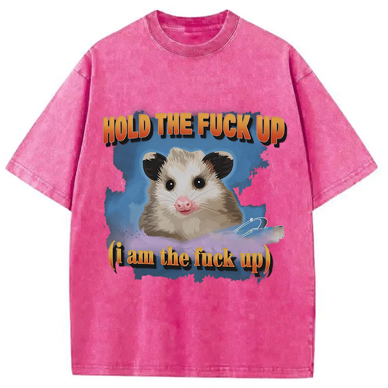 Modecanvas Hold The Possum Up DTG Printing Washed T-Shirt