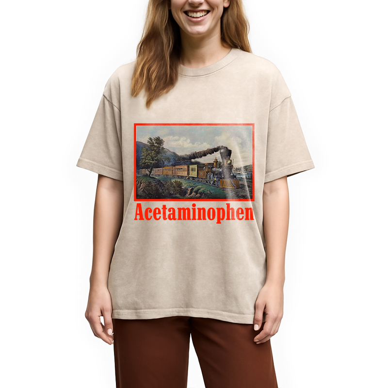 Modecanvas Acetaminophen Funny Meme Washed T-Shirt