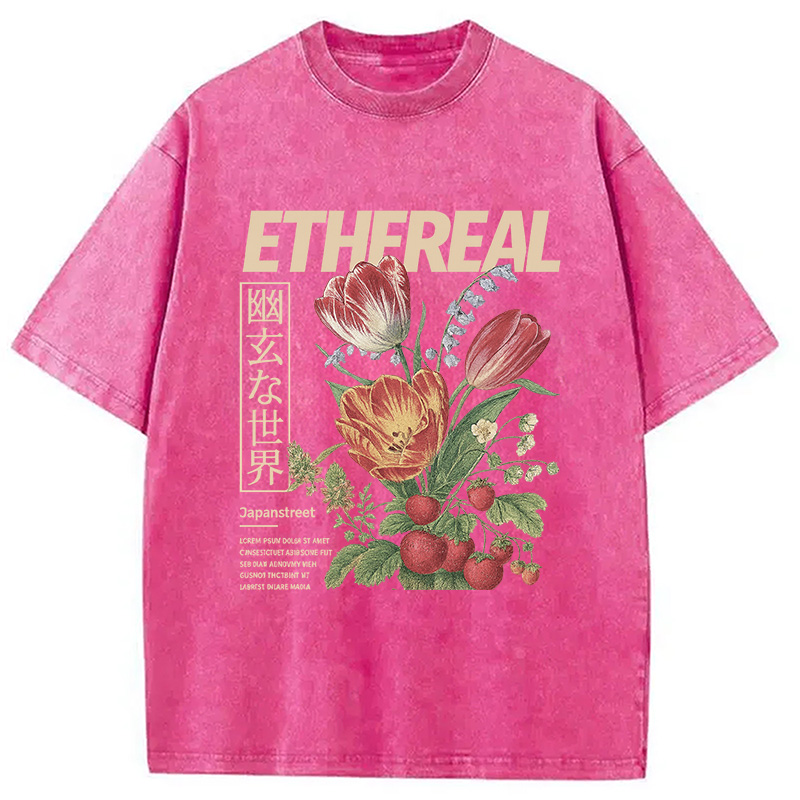Modecanvas Japanese Flower Washed T-Shirt