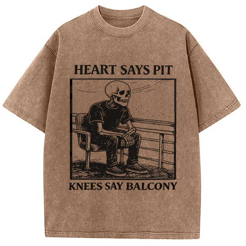 Modecanvas Heart Says Pit Knees Say Balcony DTG Printing Washed T-Shirt