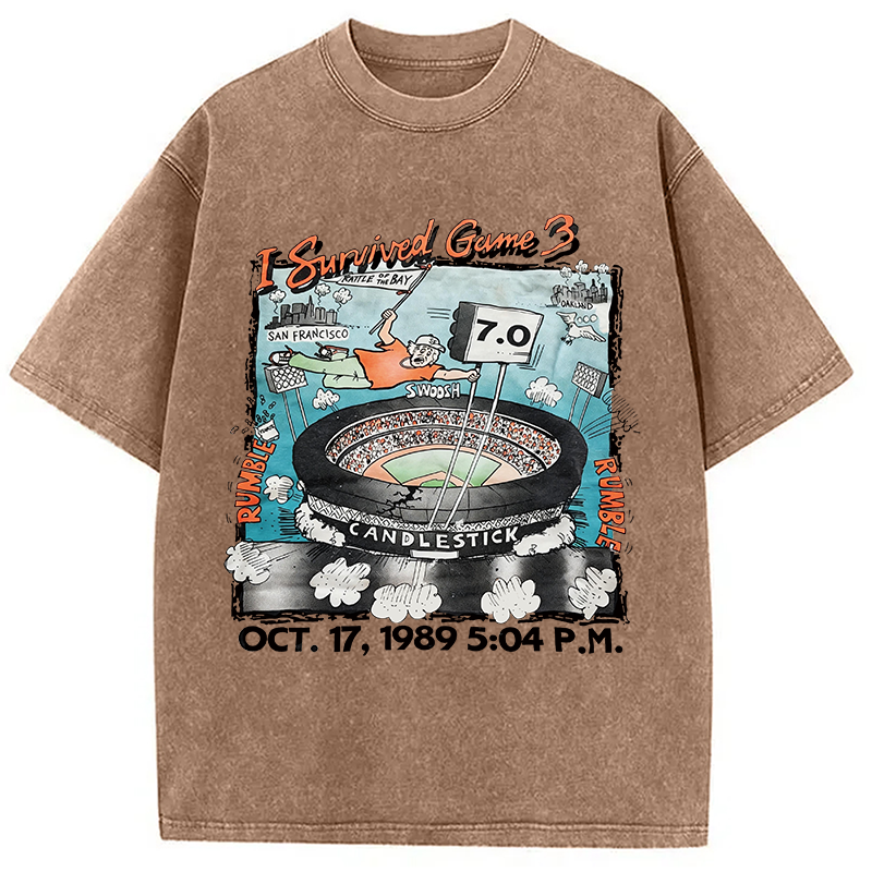 Modecanvas I Survived Game 3 Rattle Of The Bay DTG Printing Washed T-Shirt