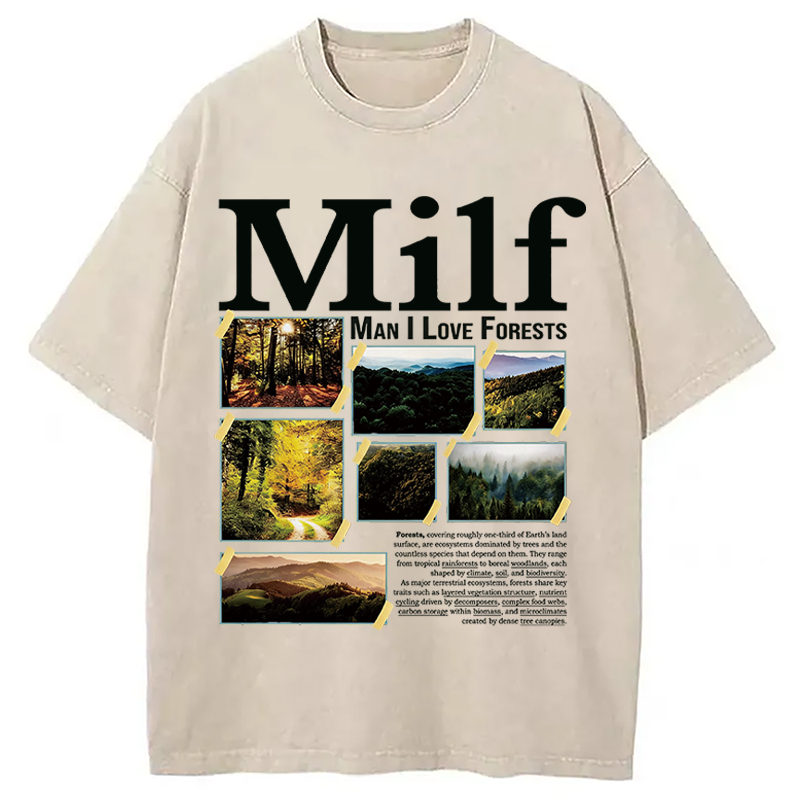 Modecanvas Man I Love Forests DTG Printing Washed T-Shirt