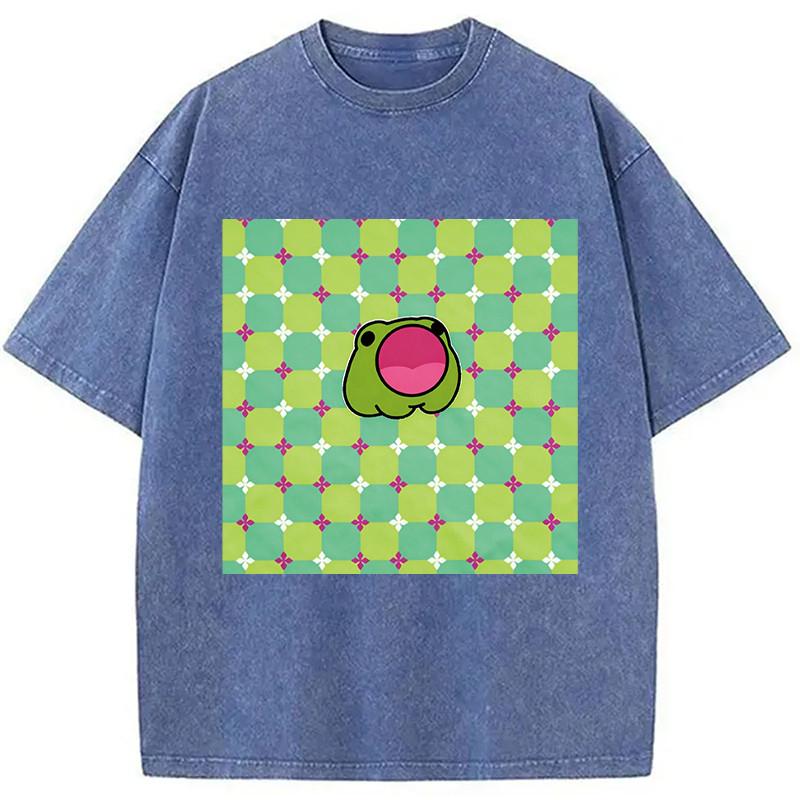Modecanvas 3D Dizziness Frog DTG Printing Washed T-Shirt
