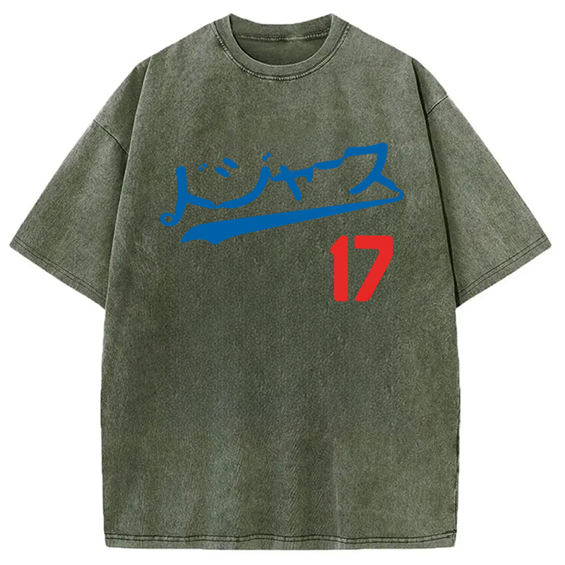 Modecanvas Los Angeles Japanese Baseball Fan Washed T-Shirt