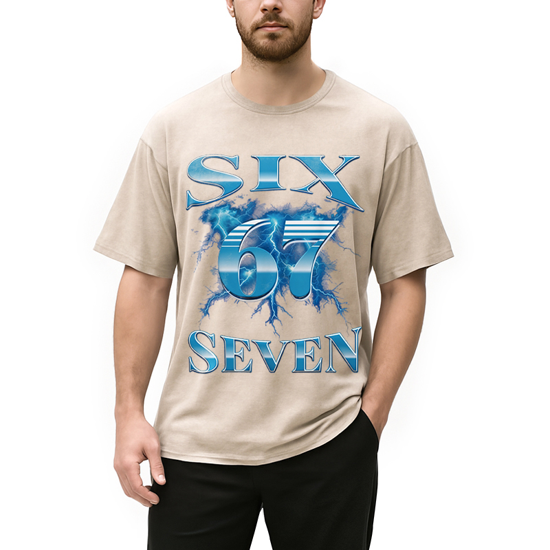 Modecanvas Six Seven 67 Meme DTG Printing Washed T-Shirt