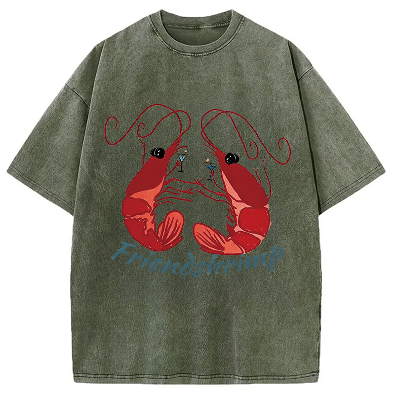 Modecanvas Friendshrimp DTG Printing Washed T-Shirt