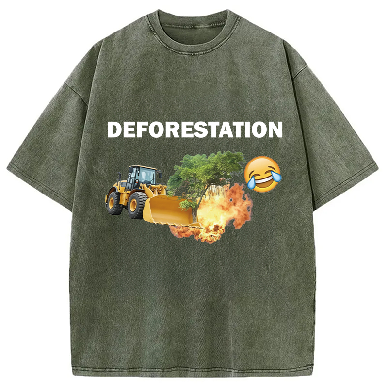 Modecanvas Deforestation DTG Printing Washed T-Shirt