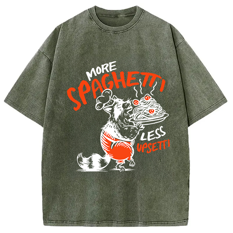 Modecanvas More Spaghetti Less Upsetti Raccoon DTG Printing Washed T-Shirt