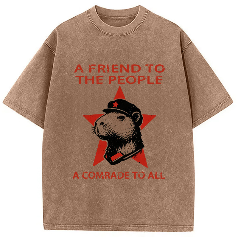 Modecanvas Capibalism Funny Washed T-Shirt