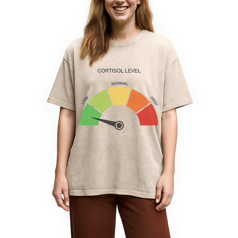 Modecanvas Cortisol Level Meme DTG Printing Washed T-Shirt