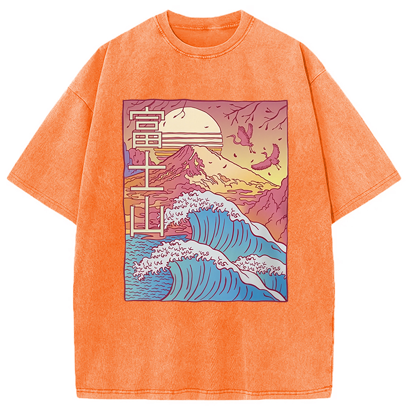 Modecanvas Japanese Fuji Wave Washed T-Shirt