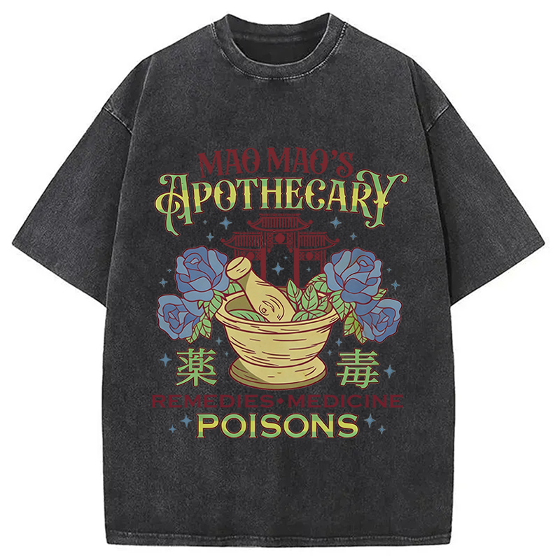 Modecanvas Apothecary Poisons DTG Printing Washed T-Shirt