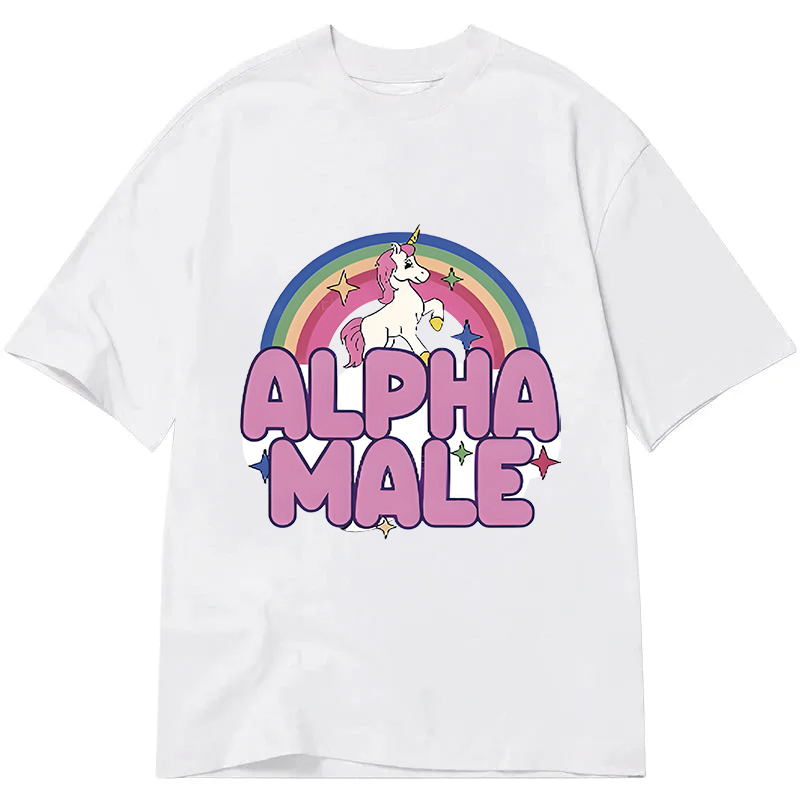 Modecanvas Rainbow Unicorn Alpha Male DTG Printing Classic T-Shirt-modecanvas