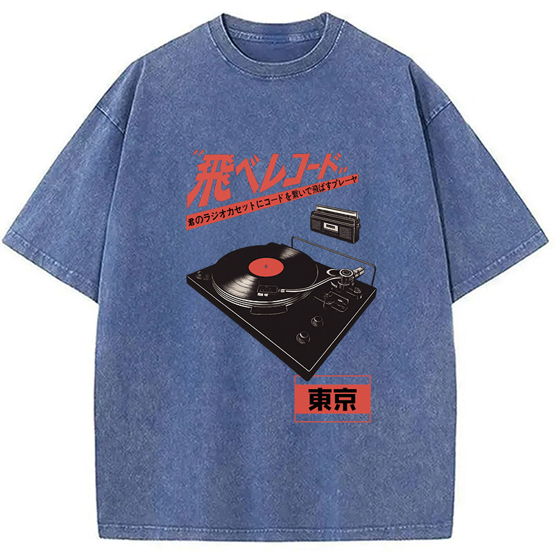 Modecanvas Retro Japanese Tokyo Music Washed T-Shirt