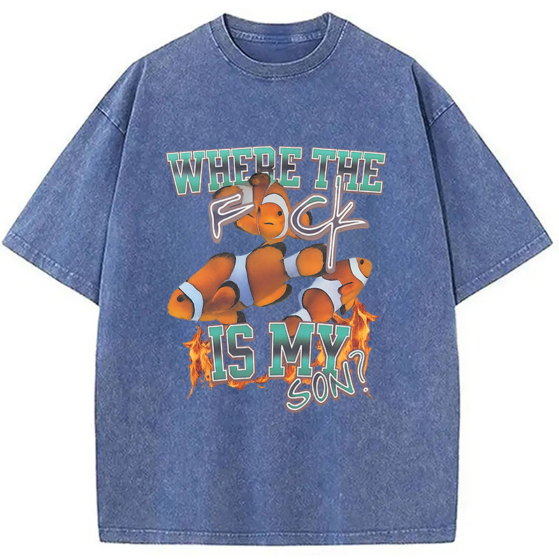 Modecanvas Where The F*ck Is My Son Washed T-Shirt