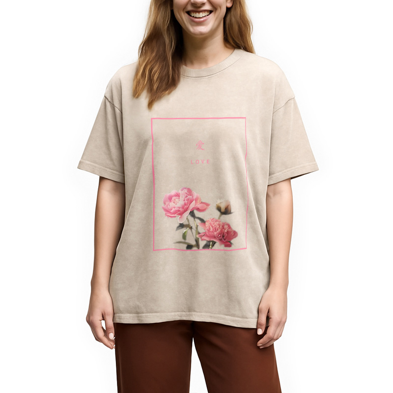 Modecanvas Blooming Love Washed T-Shirt