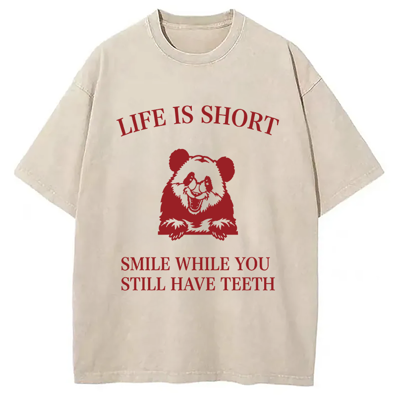 Modecanvas Funny Panda Ironic DTG Printing Washed T-Shirt