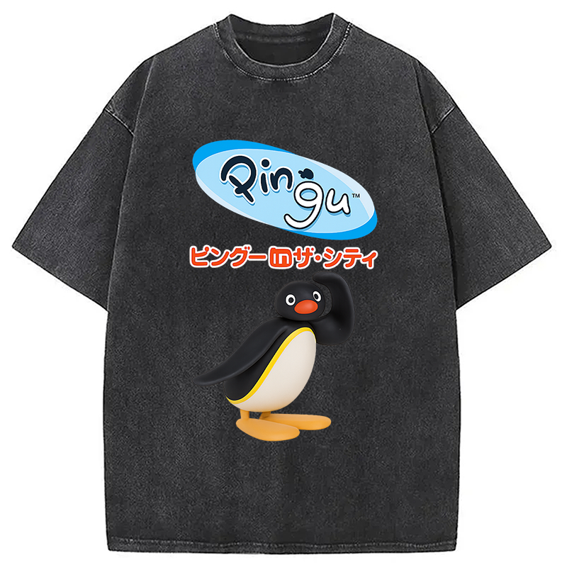 Modecanvas Pingu In The City Japanese Washed T-Shirt