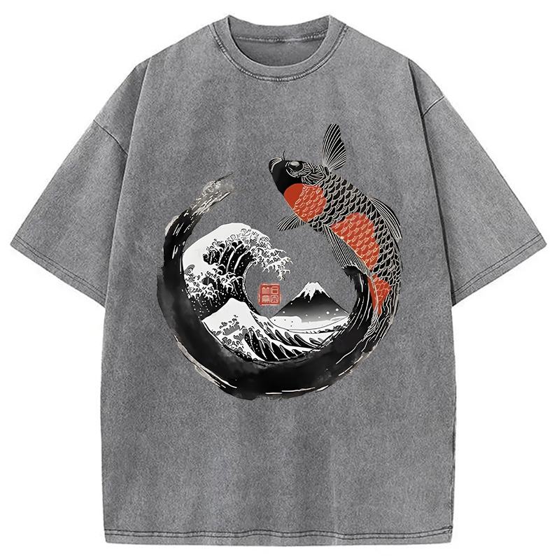 Modecanvas Retro Koi Enso Washed T-Shirt