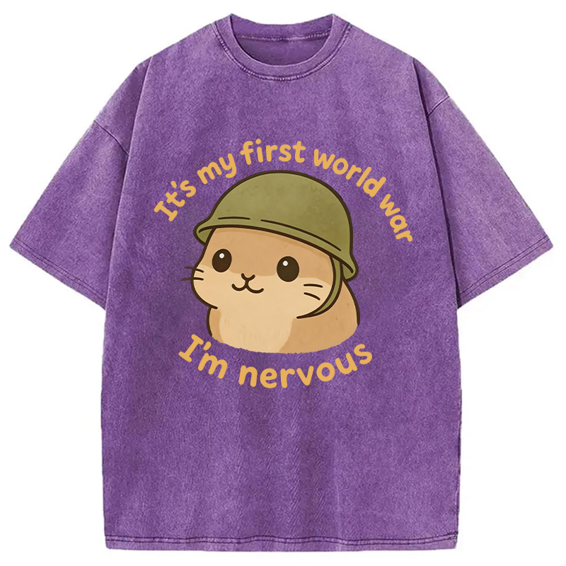 Modecanvas Nervous Hamster Meme DTG Printing Washed T-Shirt