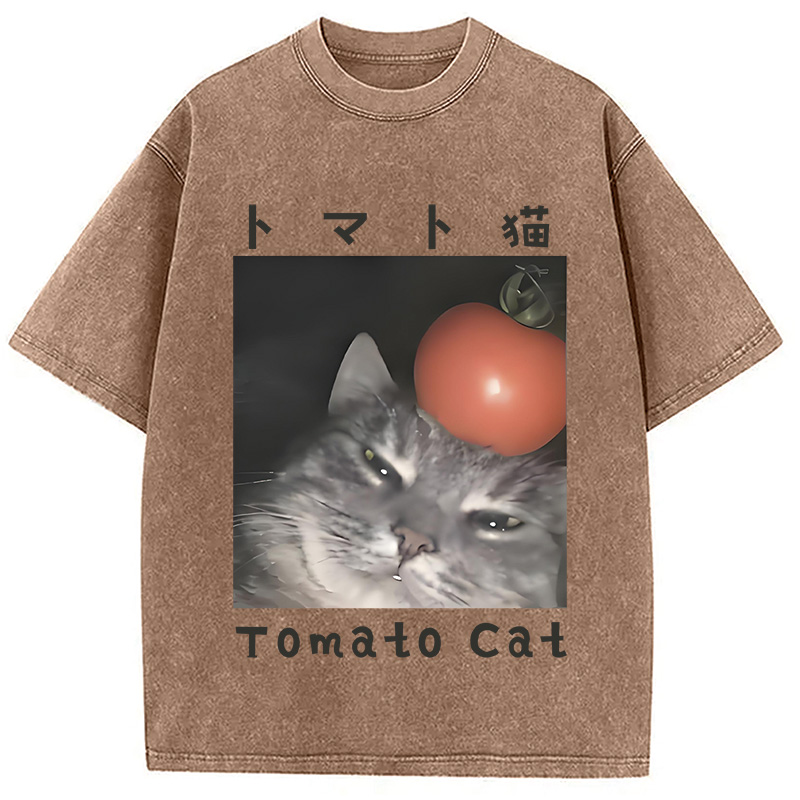 Modecanvas Tomato Cat Washed T-Shirt