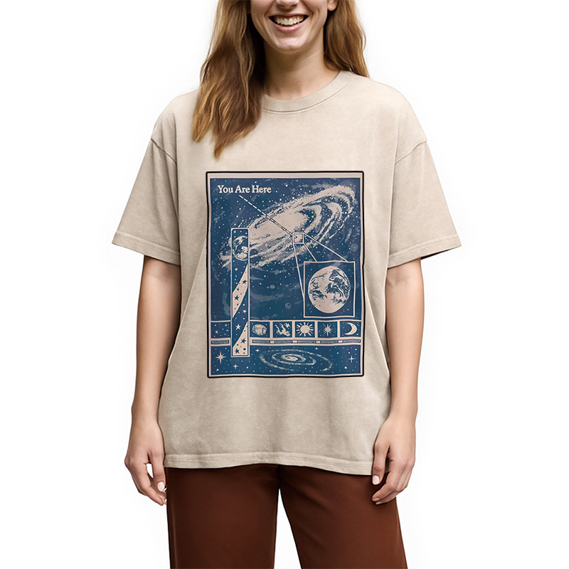 Modecanvas You Are Here Space Washed T-Shirt