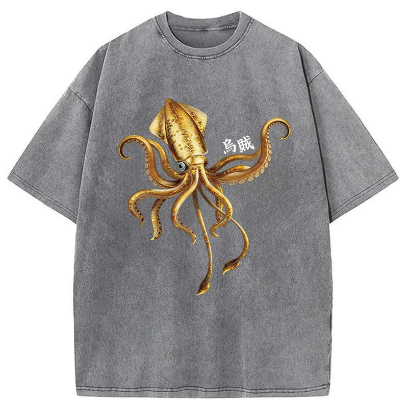 Modecanvas Squid Ink Painting DTG Printing Washed T-Shirt