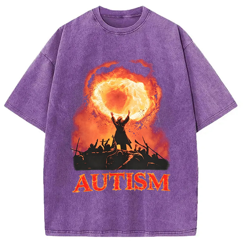 Modecanvas Autism Fire DTG Printing Washed T-Shirt