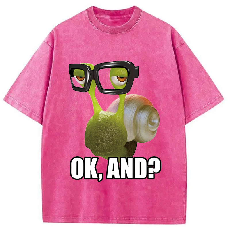 Modecanvas Ok And Snail DTG Printing Washed T-Shirt