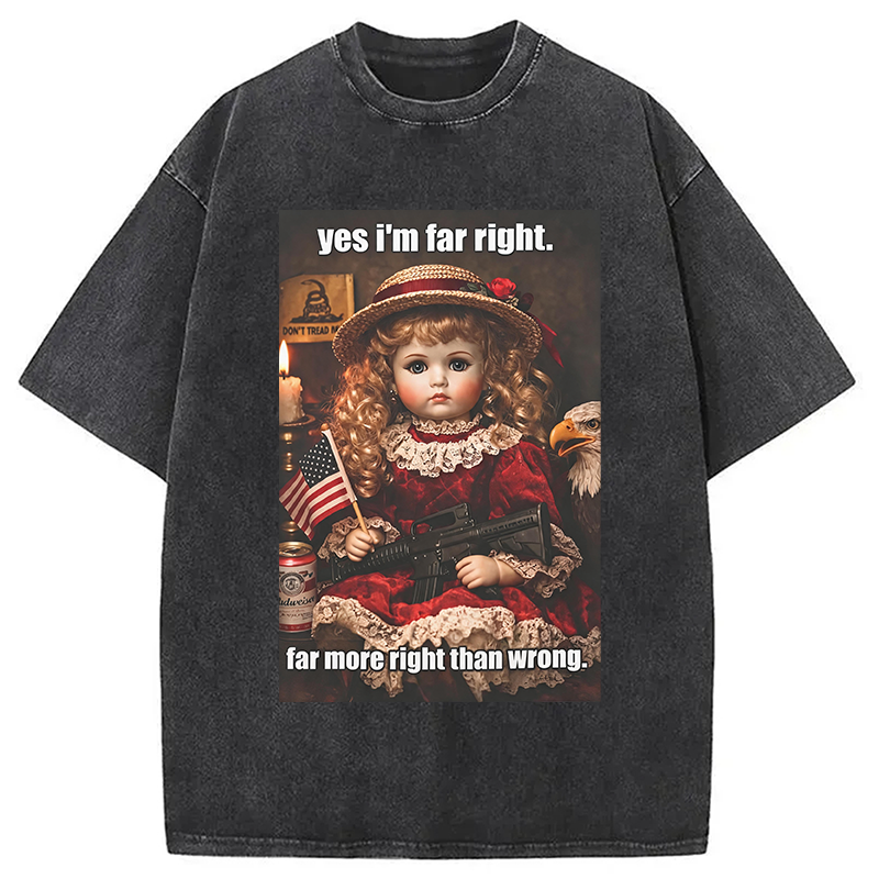Modecanvas Far More Right Than Wrong DTG Printing Washed T-Shirt