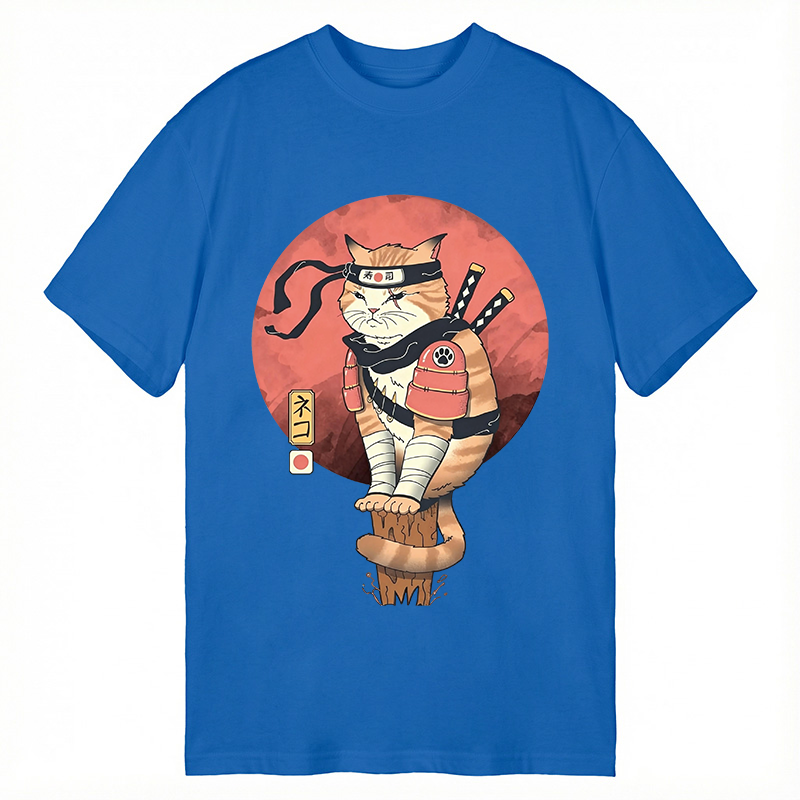 Modecanvas Bloodmoon Samurai Cat DTG Printing Classic T-Shirt-modecanvas