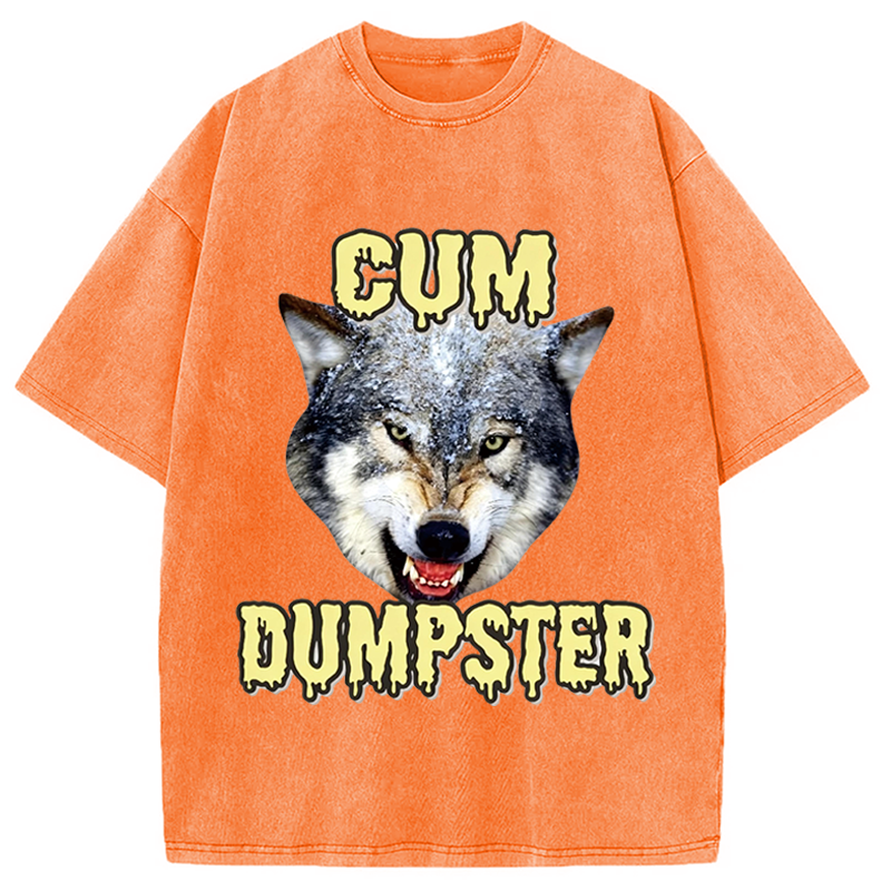 Modecanvas Dumpster Wolf Meme DTG Printing Washed T-Shirt