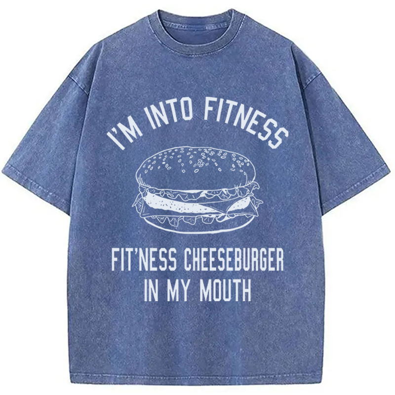 Modecanvas Fitness Cheeseburger DTG Printing Washed T-Shirt