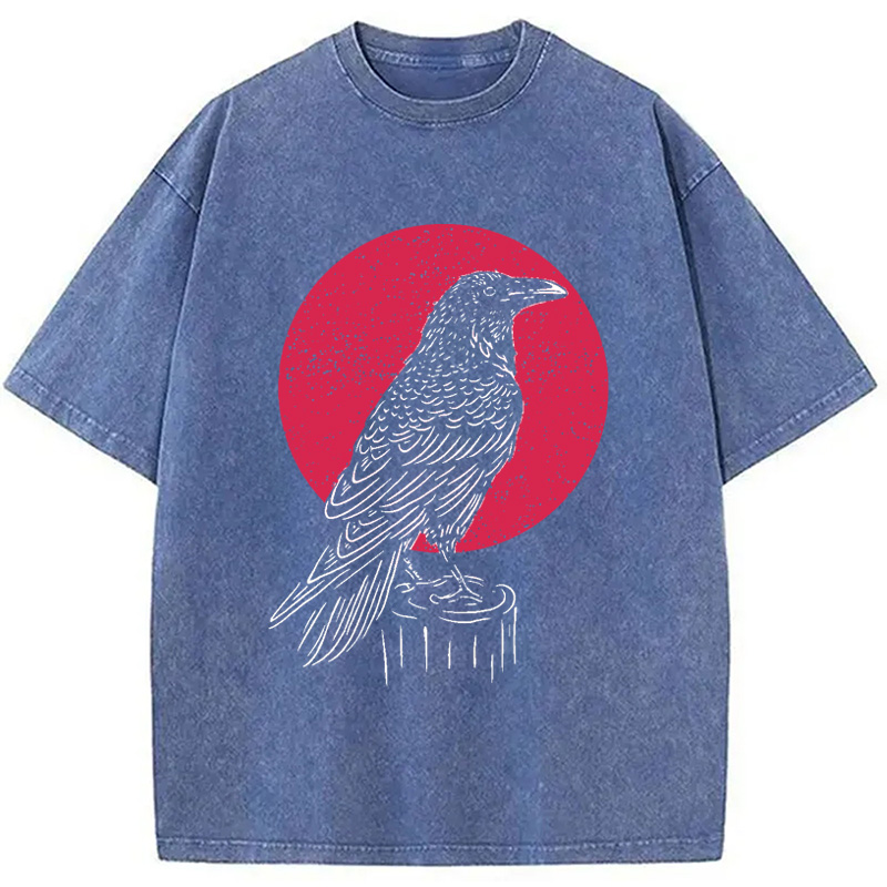 Modecanvas Viking Raven Crow Witchcraft Occult Pagan Washed T-Shirt