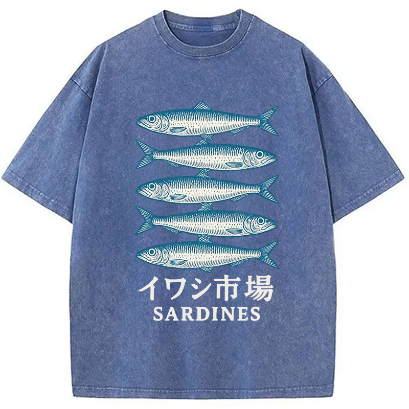 Modecanvas Japanese Sardines Market Washed T-Shirt