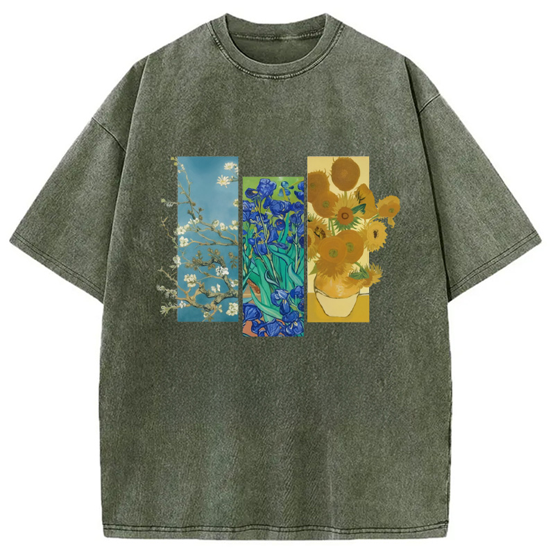 Modecanvas Van Gogh Flowers Washed T-Shirt