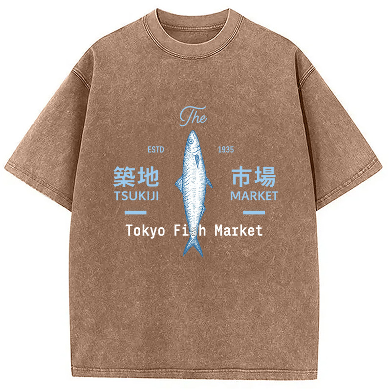 Modecanvas Tsukiji Tokyo Fish Market Vintage Washed T-Shirt