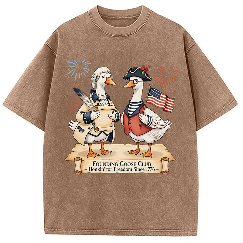 Modecanvas Founding Goose Club DTG Printing Washed T-Shirt