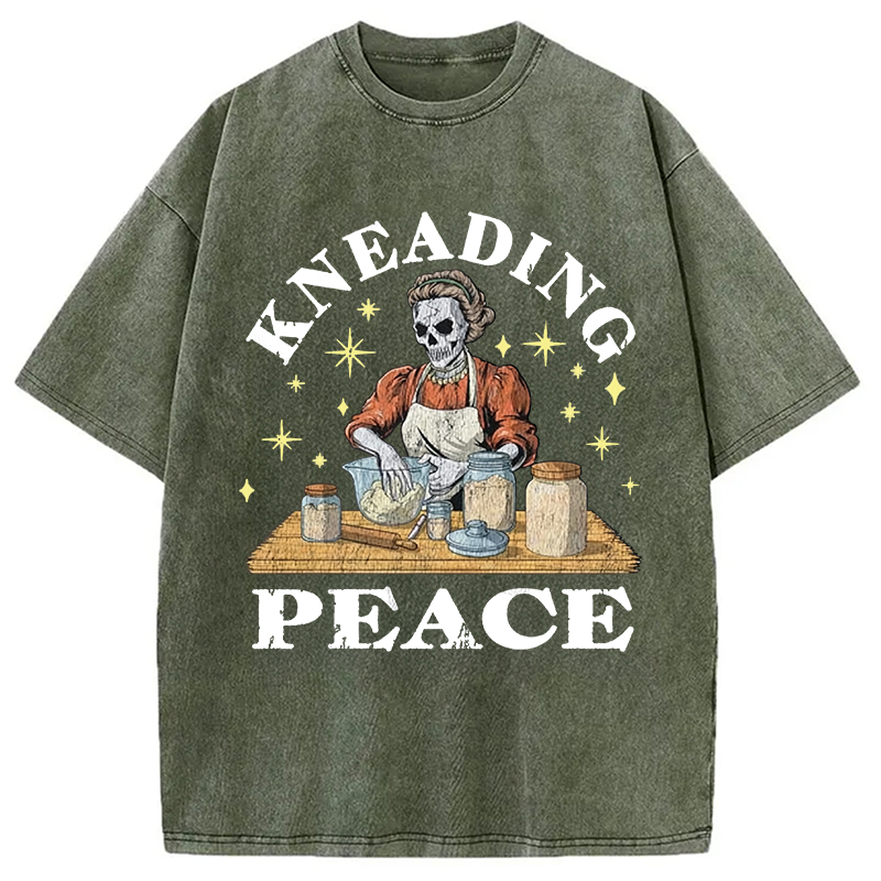 Modecanvas Kneading Peace DTG Printing Washed T-Shirt