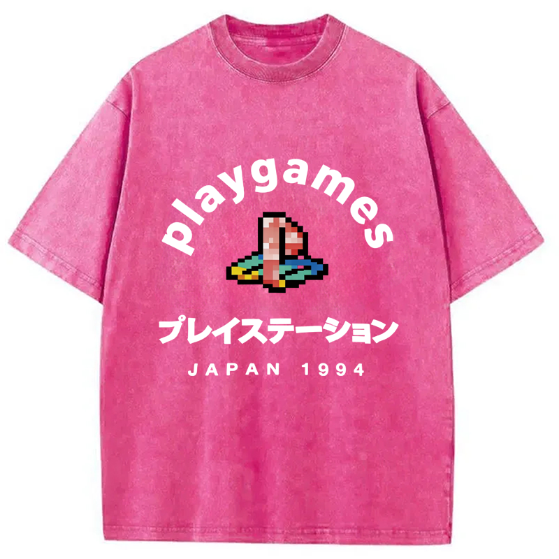 Modecanvas Play Games Japan Washed T-Shirt-modecanvas