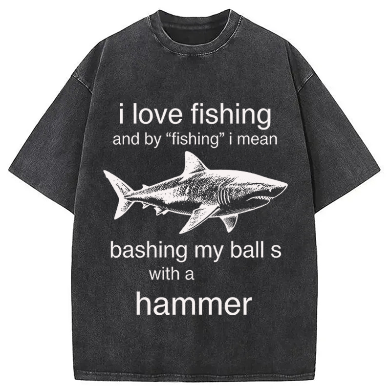 Modecanvas I Love Fishing DTG Printing Washed T-Shirt