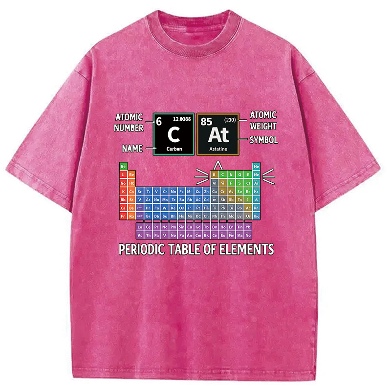 Modecanvas Cat Periodic Table Chemistry Washed T-Shirt