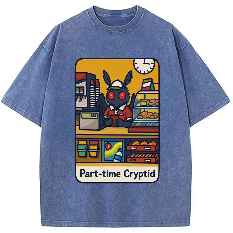 Modecanvas Working Mothman Washed T-Shirt-modecanvas