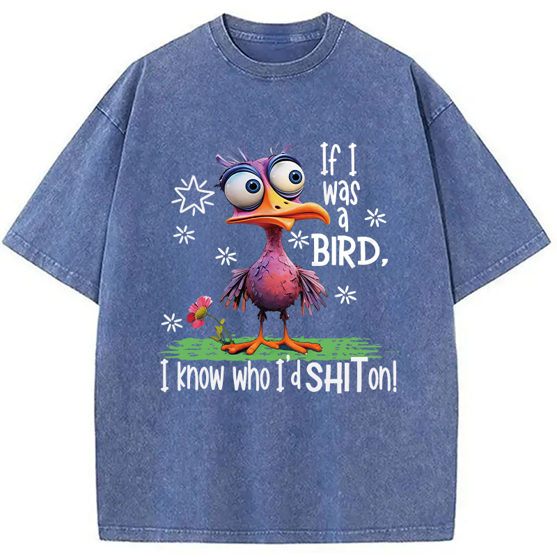 Modecanvas If I Was A Bird DTG Printing Washed T-Shirt
